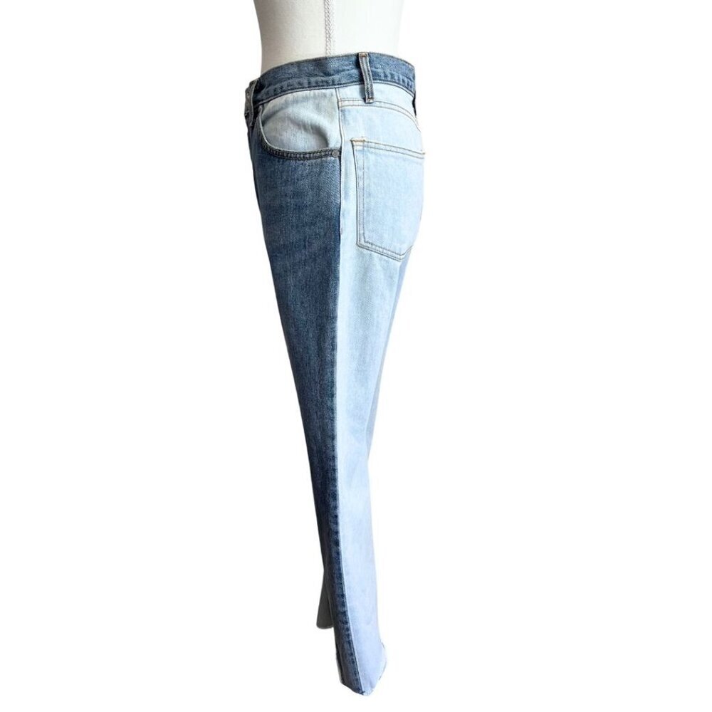 ANDERSSON BELL HIGH RISE PATCHWORK DENIM FLARED RAW HEM CROPPED JEANS - M - Picture 3 of 13